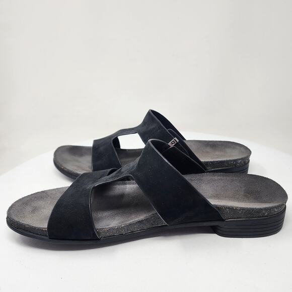 Munro Jody Slide Sandals Women 10.5M Black Nubuck Leather Silver Accent m490686 - Picture 7 of 13